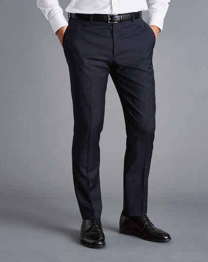 Natural Stretch Twill Suit Trousers - Navy