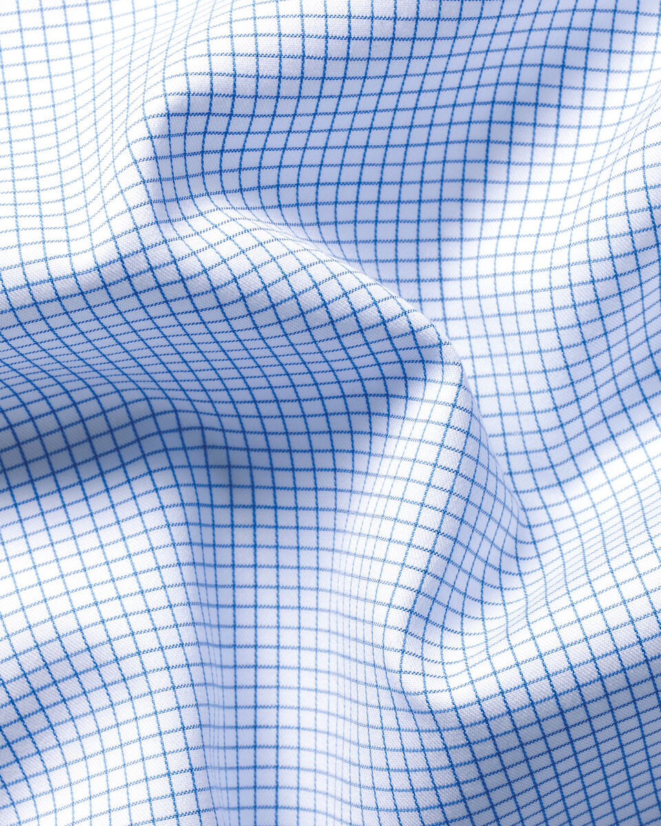 B&uuml;gelfreies Twill-Hemd mit Gitterkaros&nbsp;- Kornblumenblau