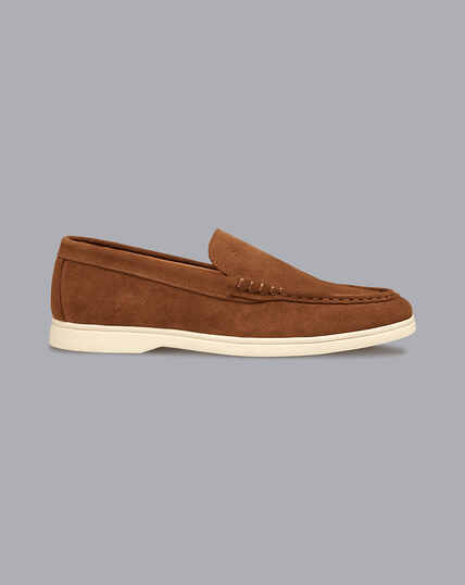 Suede Slip-On Shoes - Tan