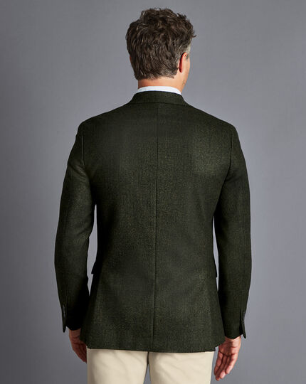 Textured Wool Herringbone Jacket - Forest Green