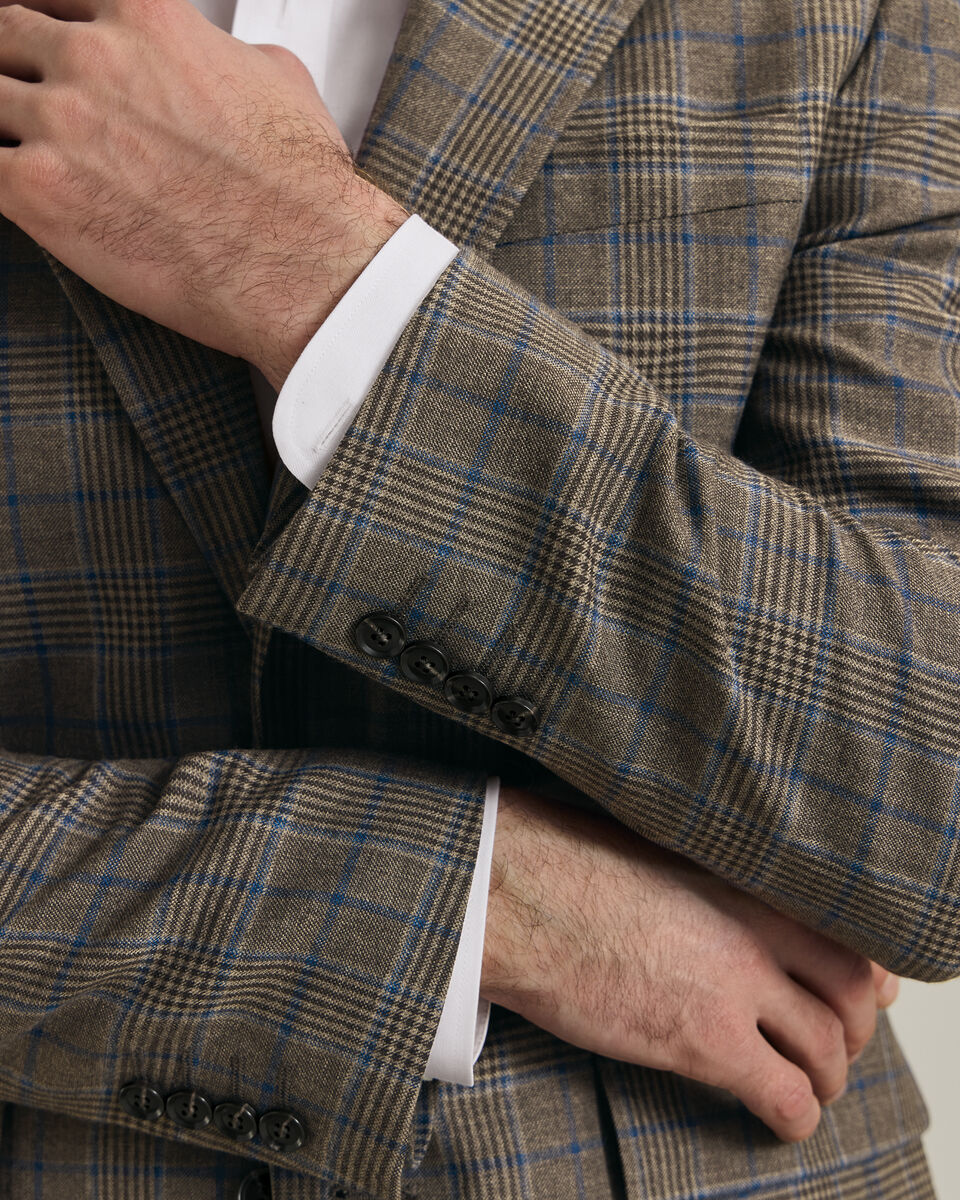 Lightweight Wool Check Jacket - Mocha