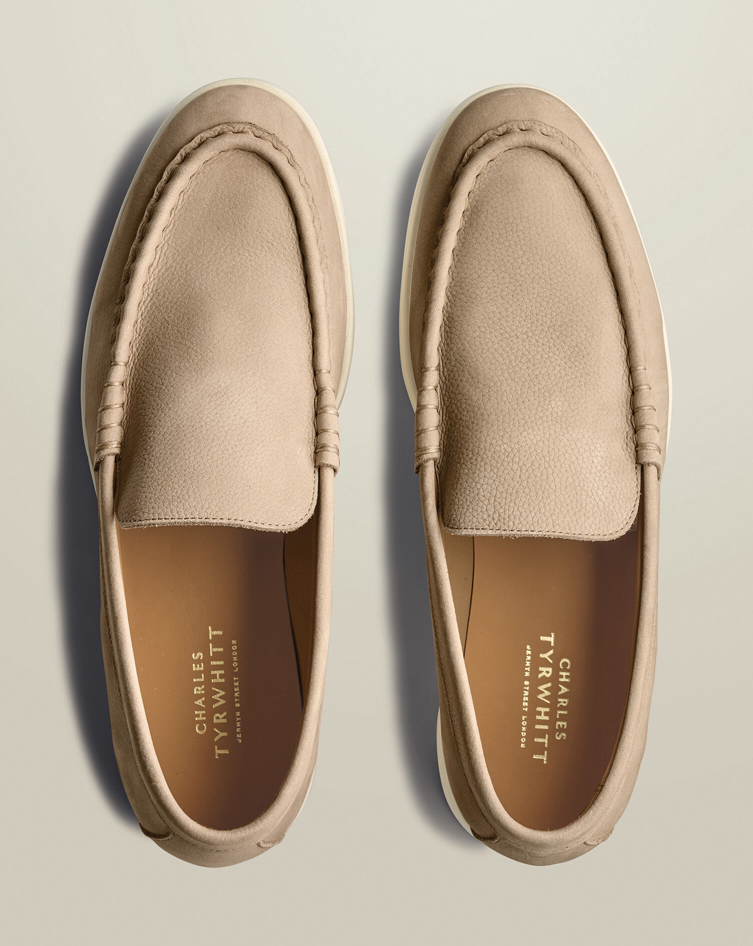 Nubuck Slip-On Loafers – Chalk