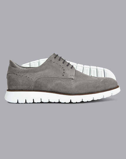 Suede Hybrid Trainers - Light Grey