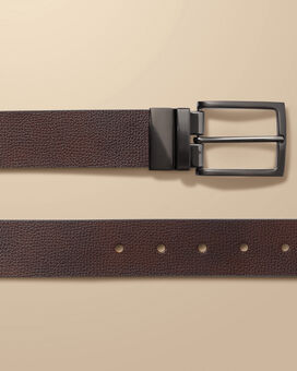 Made In England Leather Reversible Chino Belt - Dark Tan