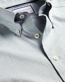 Button-Down Collar Non-Iron Oxford Twin Check Shirt - Olive Green