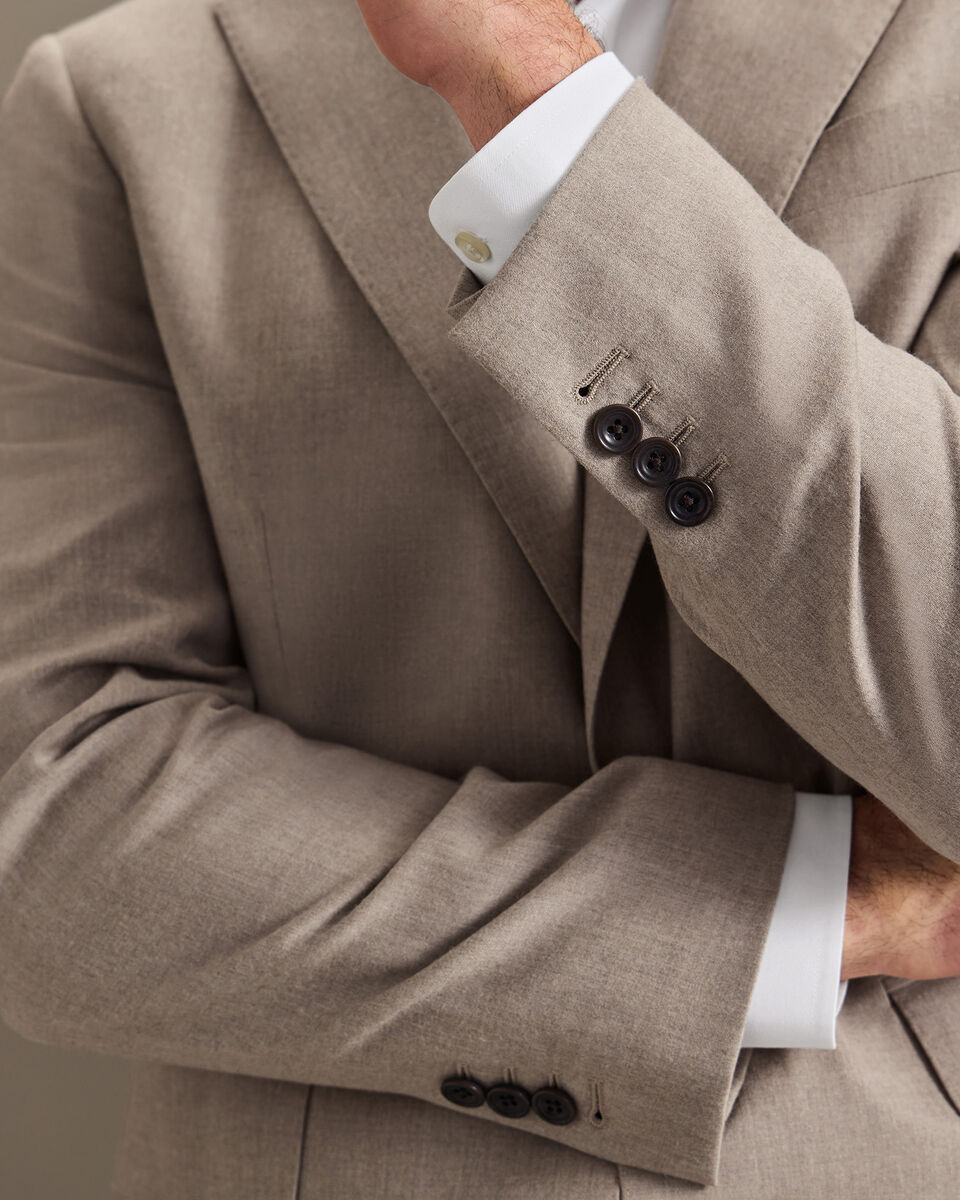 Italian Flannel Suit Jacket - Taupe