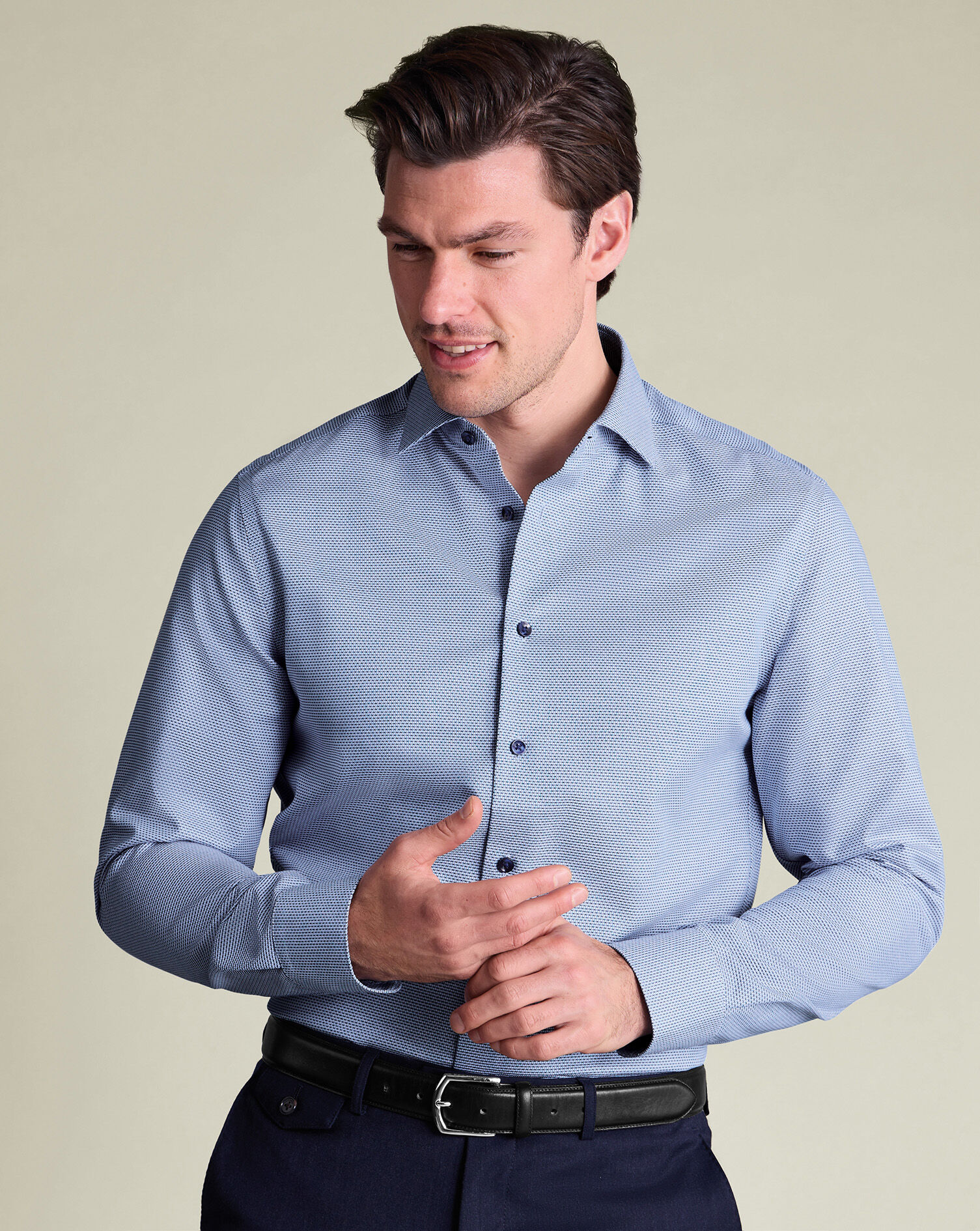 Non-Iron Stretch Texture Shirt - Royal Blue