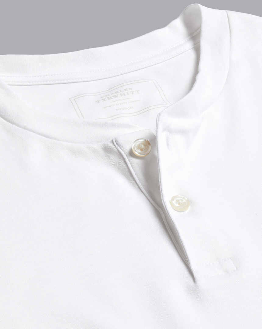 Cotton Henley T-Shirt - White