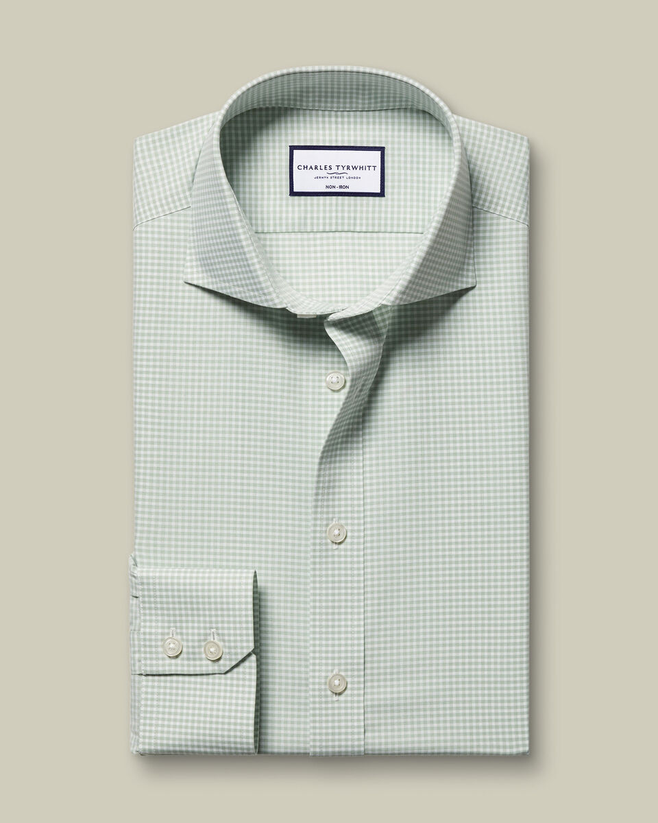 Non-Iron Poplin Gingham Shirt - Green