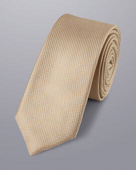 Schmutzabweisende schmale Krawatte aus Seide - Steingrau