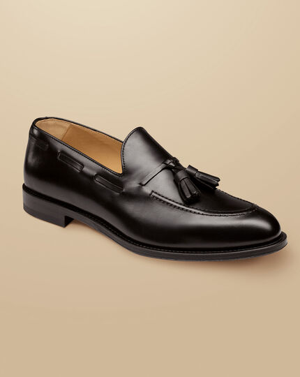 Leather Tassel Loafers - Black