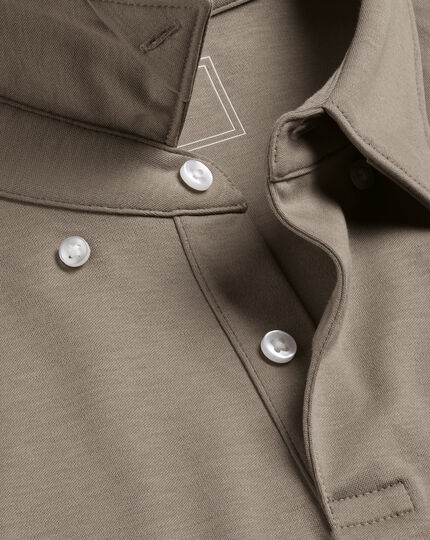 Smart Long Sleeve Jersey Polo - Taupe
