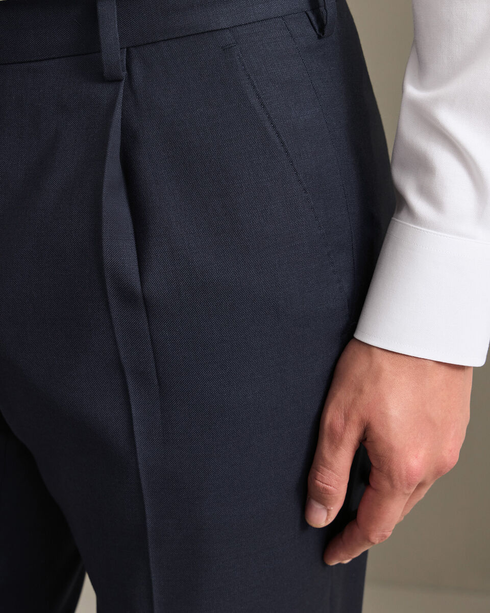 Natural Stretch Twill Suit Trousers - Navy