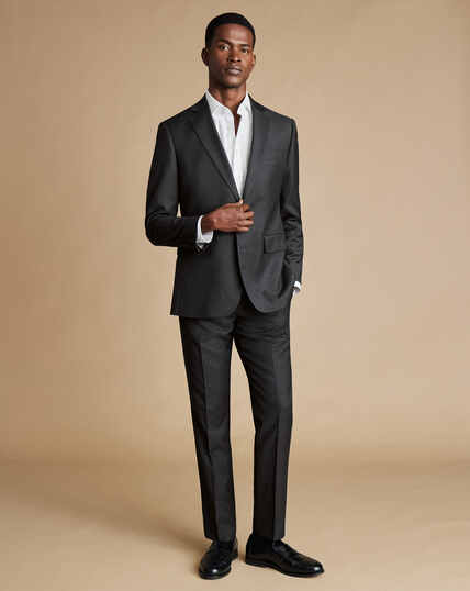 Natural Stretch Twill Suit - Charcoal