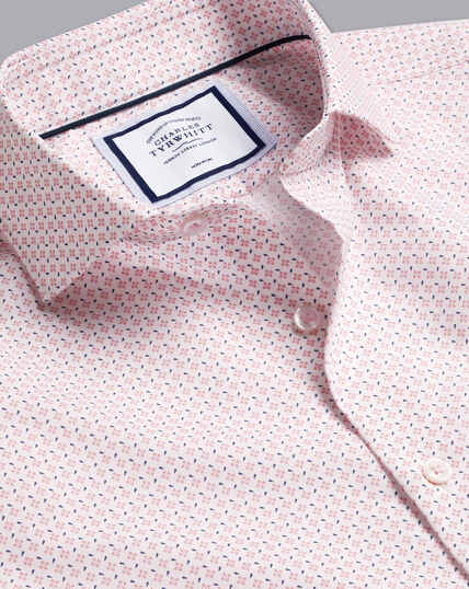 Semi-Spread Collar Non-Iron Petal Print Shirt - Salmon Pink