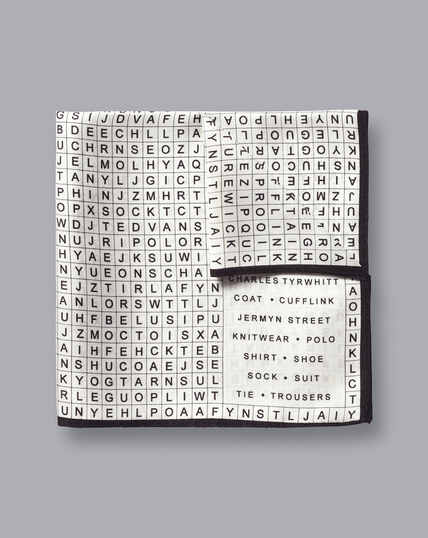 Charles Tyrwhitt Word Search Silk Pocket Square - Ivory