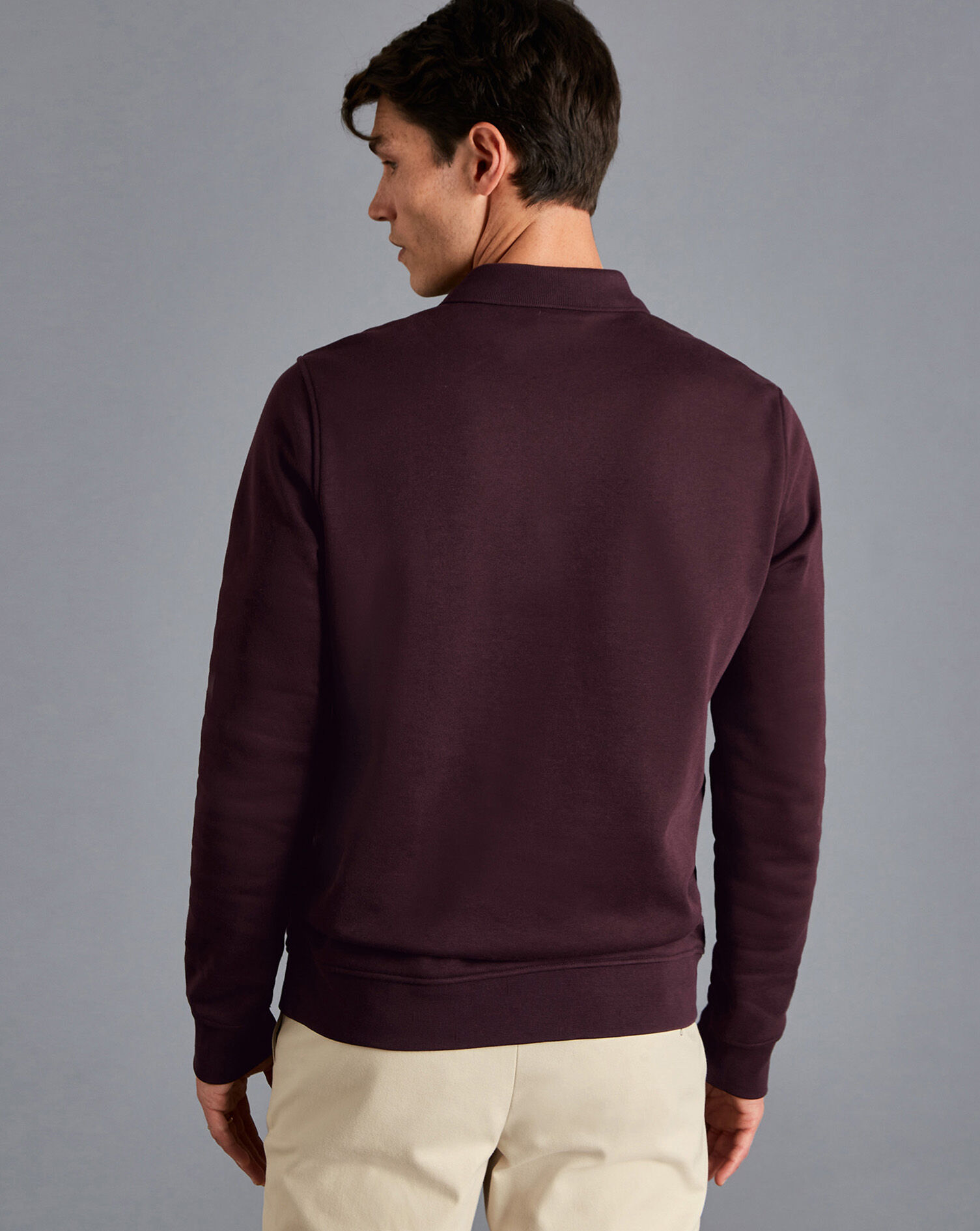 Long Sleeve Polo Sweatshirt - Wine 