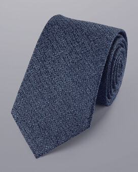 Krawatte aus Seide-Wolle-Mix - Jeansblau