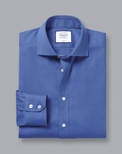 Cutaway Collar Non-Iron Pinpoint Oxford Shirt - Ocean Blue