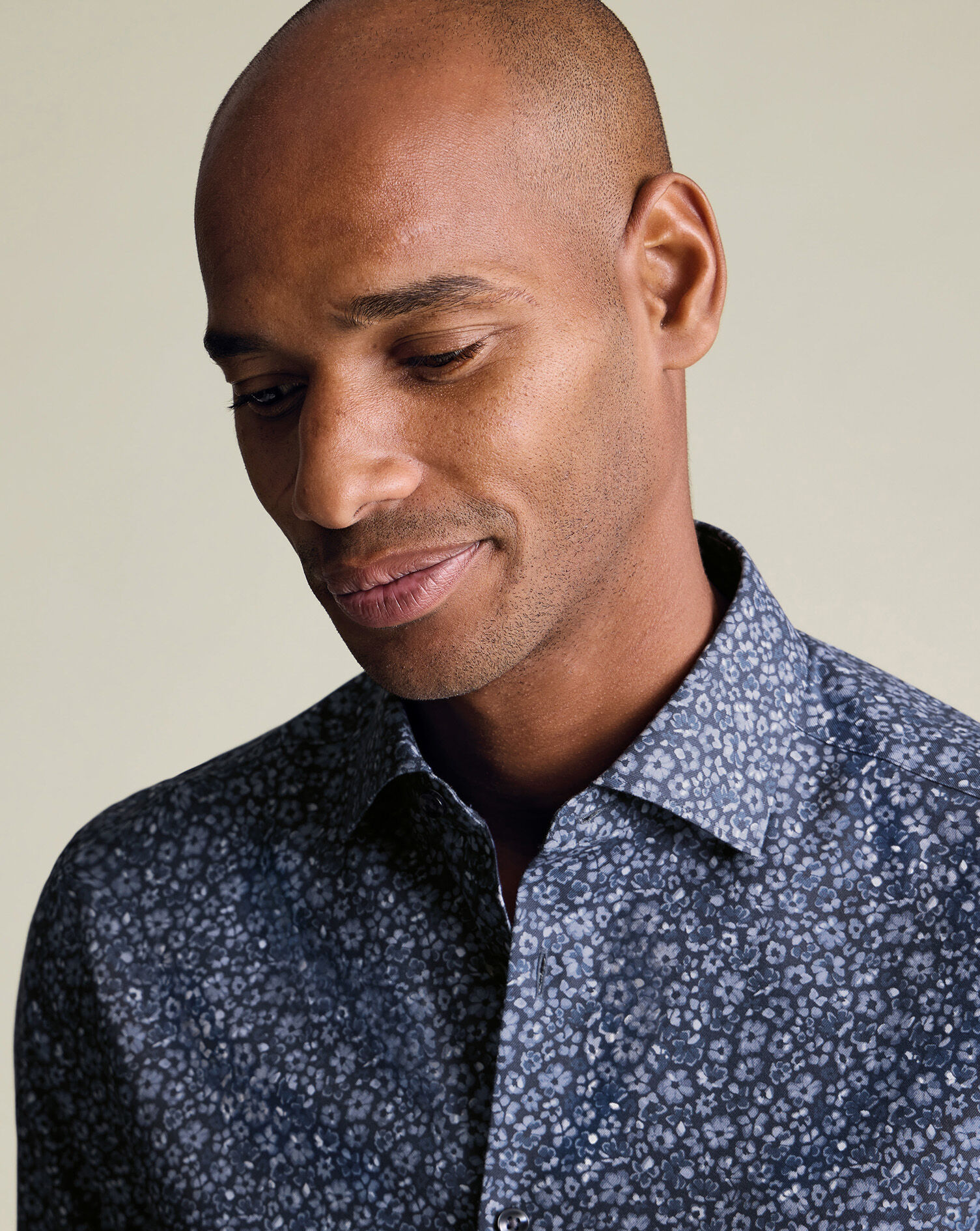 Non-Iron Stretch Floral Print Shirt - Navy