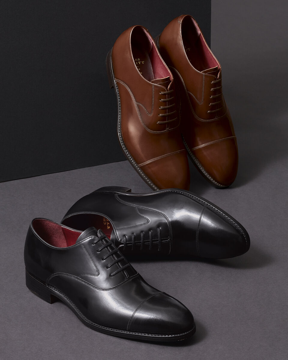High-Shine Leather Luxury Oxford Shoes - Black