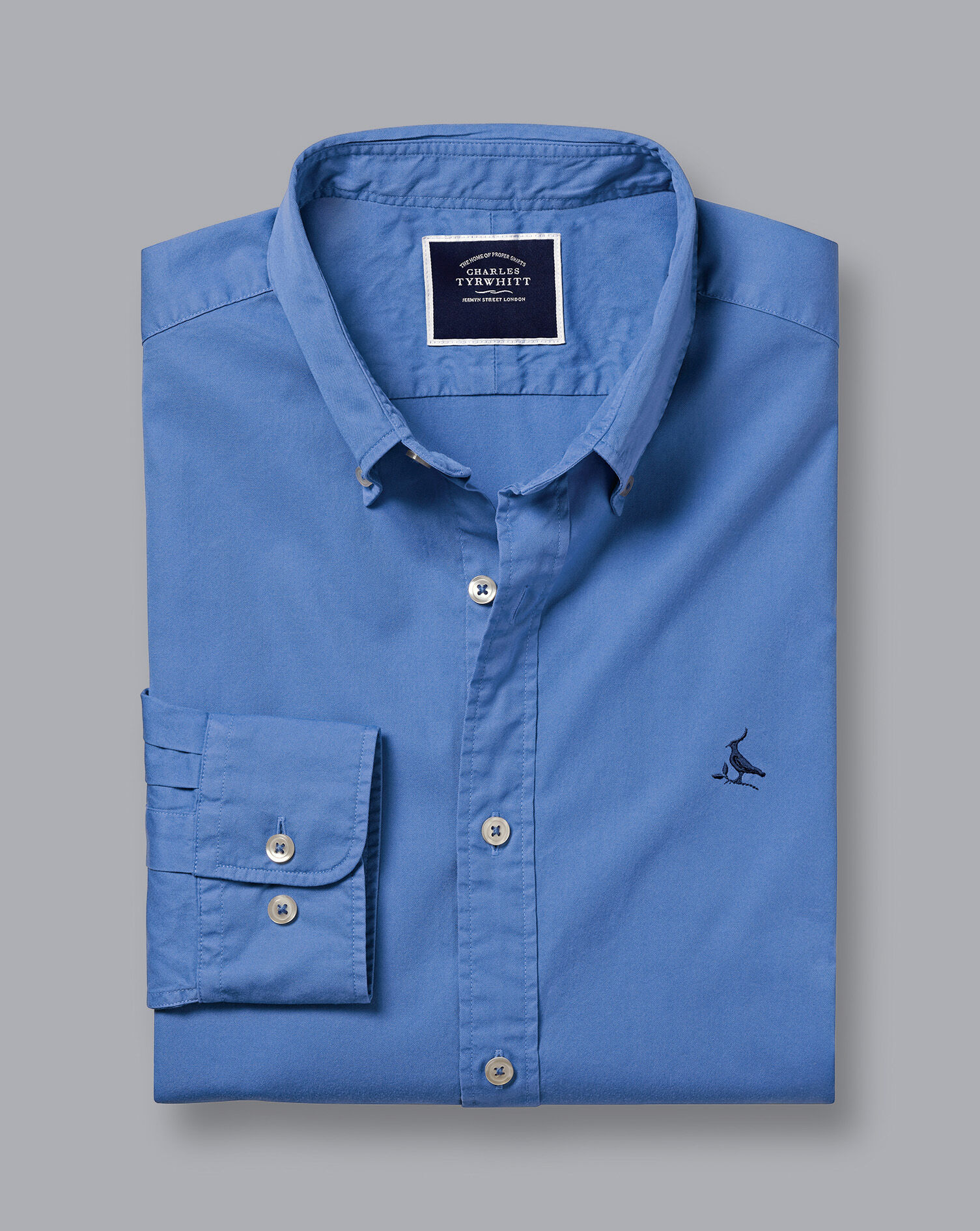 Washed Fine Twill Shirt - Ocean Blue 