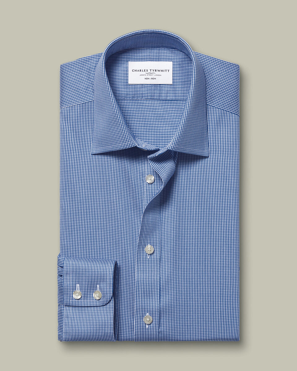 Non-Iron Twill Puppytooth Shirt - Royal Blue