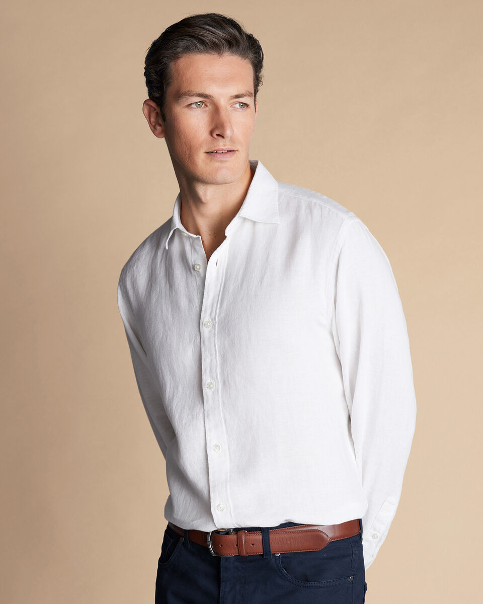 Pure Linen Shirt White Charles Tyrwhitt