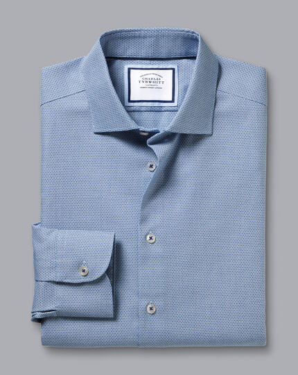 Semi-Cutaway Collar Non-Iron Stretch Texture Shirt - Royal Blue ...