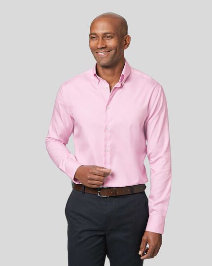 Button-Down Collar Non-Iron Check Shirt - Pink