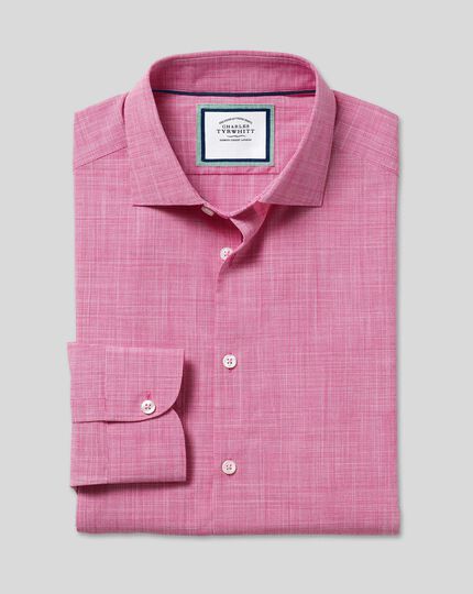 Business Casual Collar Slub Shirt - Pink