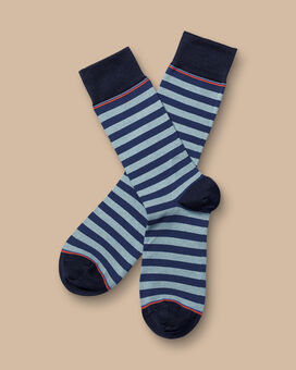 Block Stripe Socks  - Ice Blue