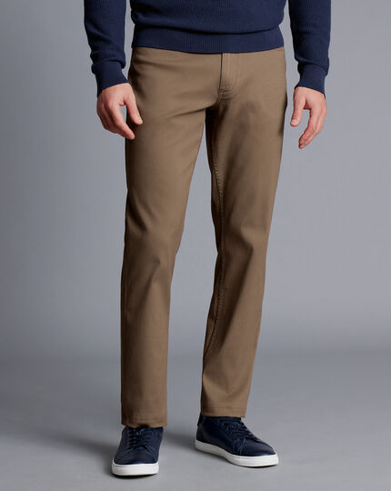 Washed Texture 5 Pocket Trousers - Taupe