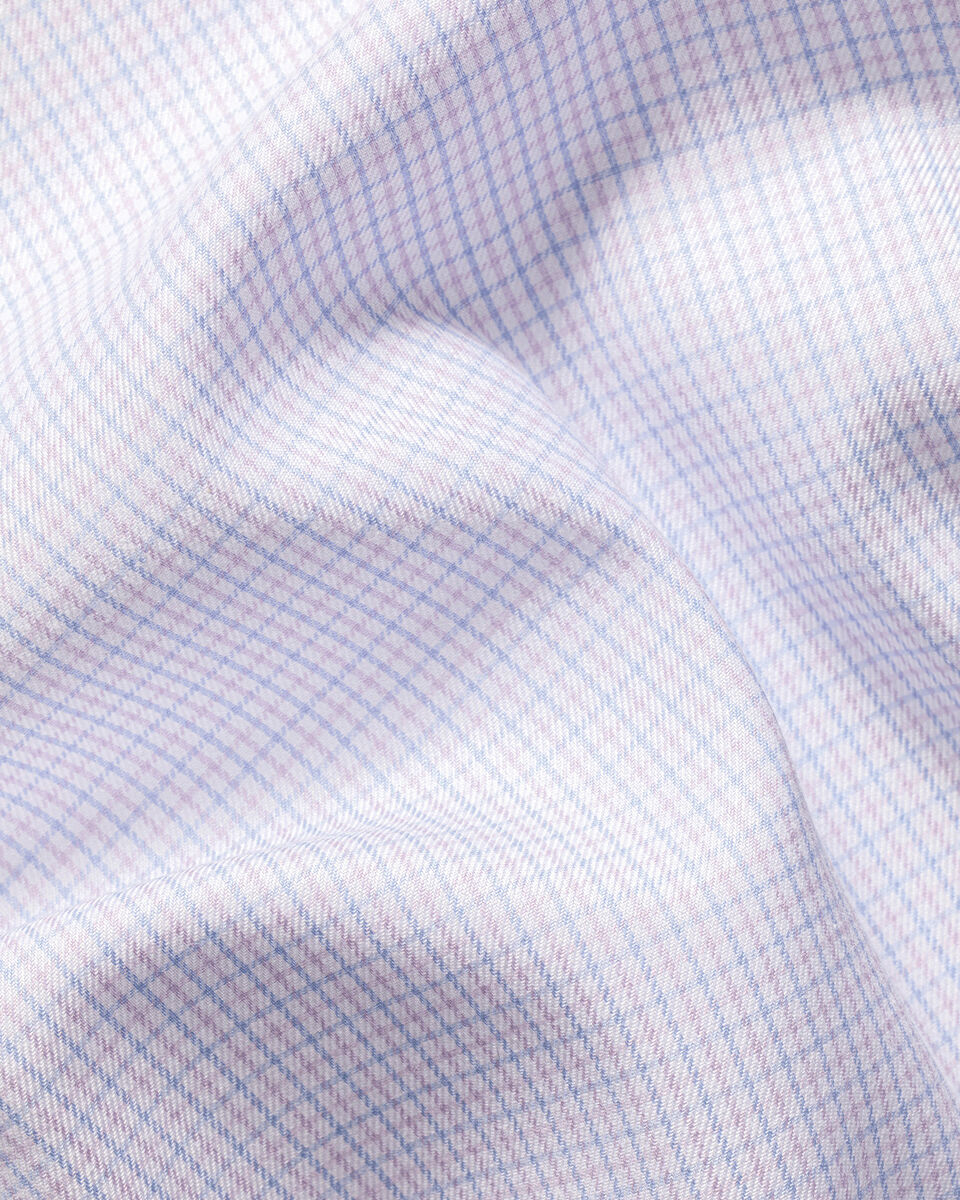 Non-Iron Twill Check Shirt - Cornflower Blue and Lilac