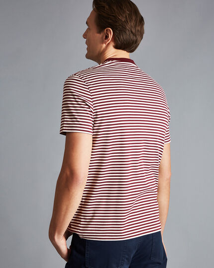 Cotton Stripe Tyrwhitt T-Shirt - Wine & Ecru