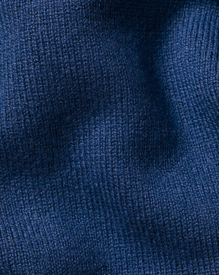 Merino Cashmere Button Neck Sweater - Indigo