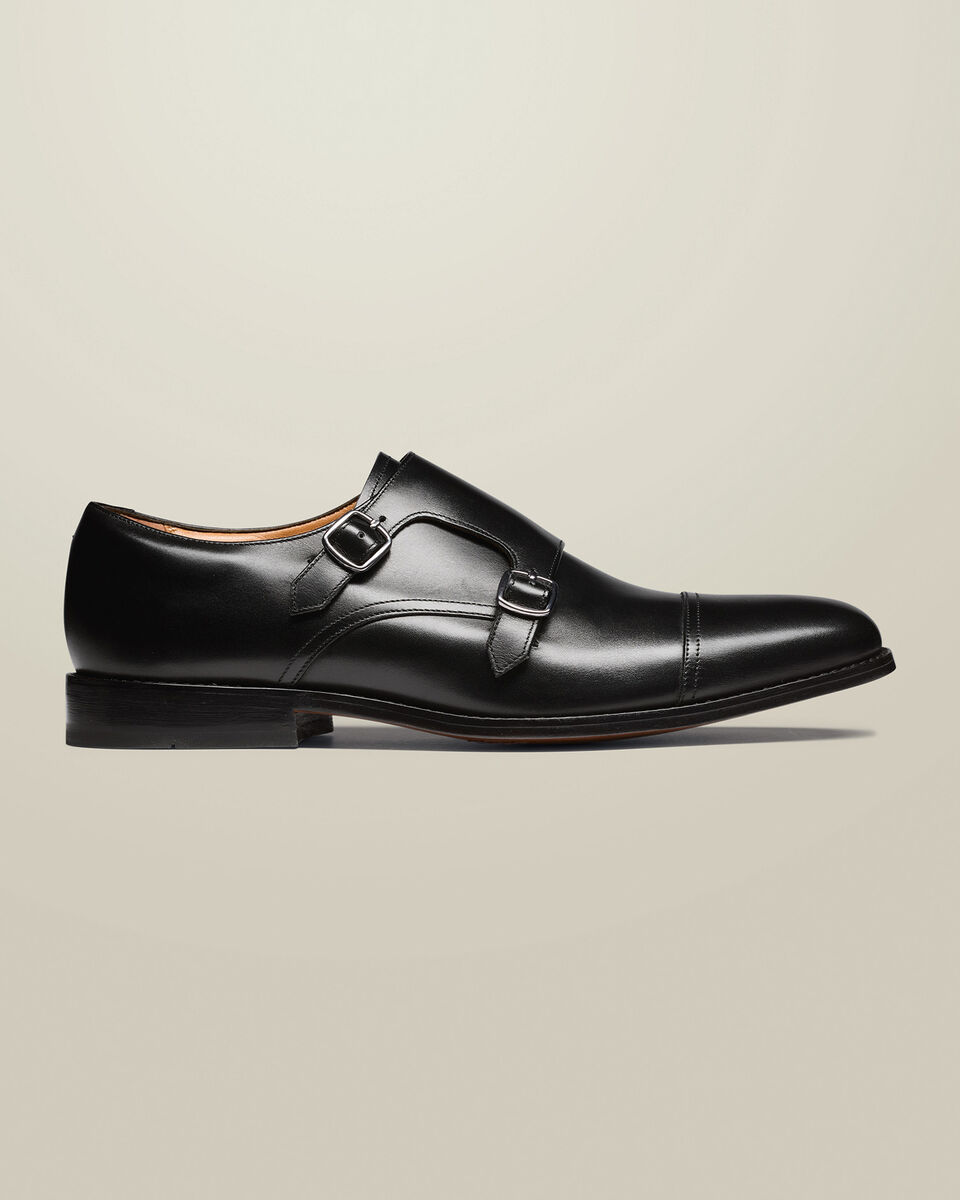 Leder Monk Schoenen Met Dubbele Gesp - Zwart