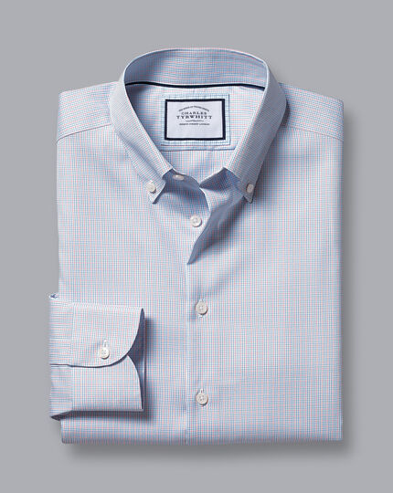 Button-Down Collar Non-Iron Check Shirt - Bright Pink | Charles Tyrwhitt