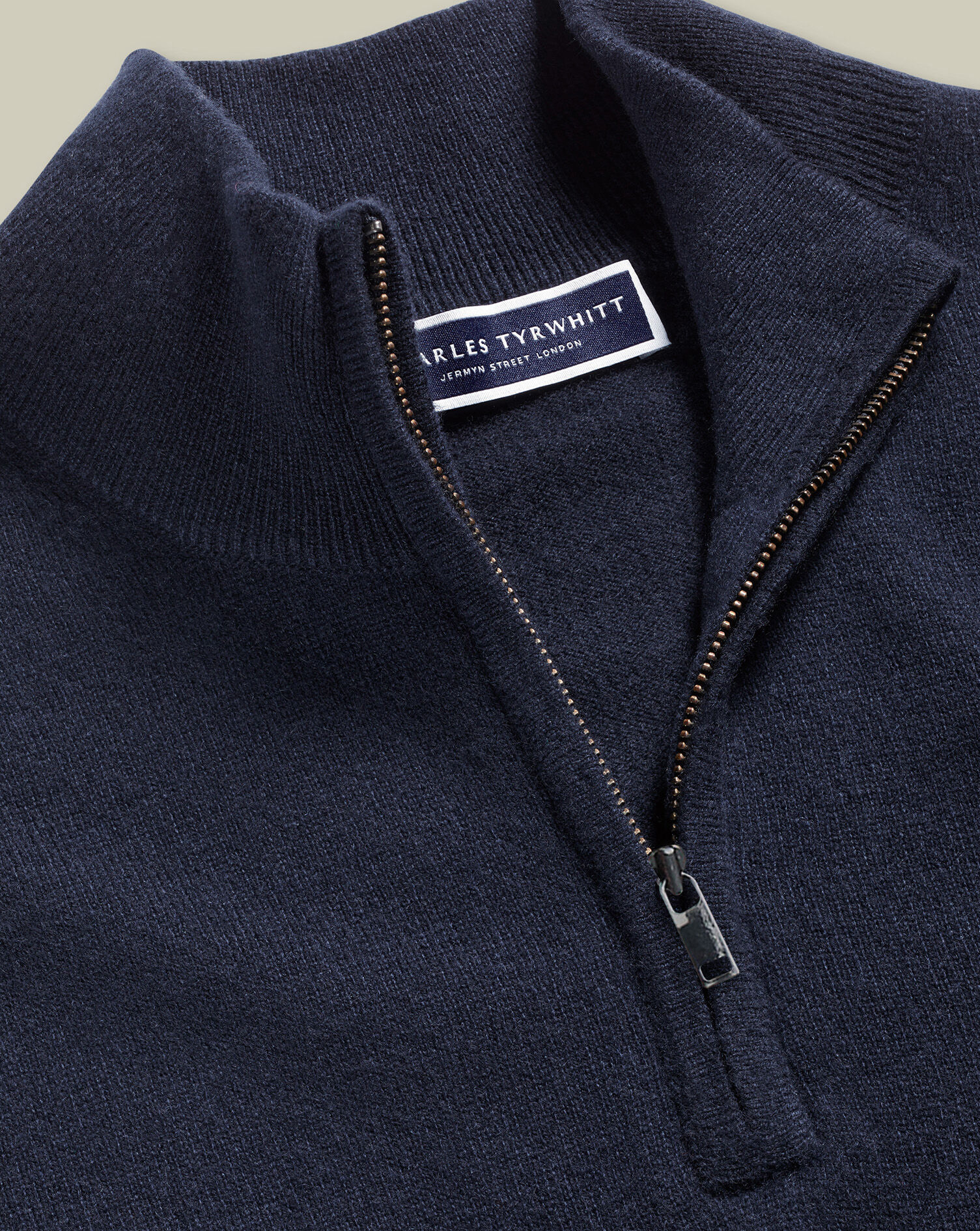 Pure Cashmere Zip Neck Jumper - Navy