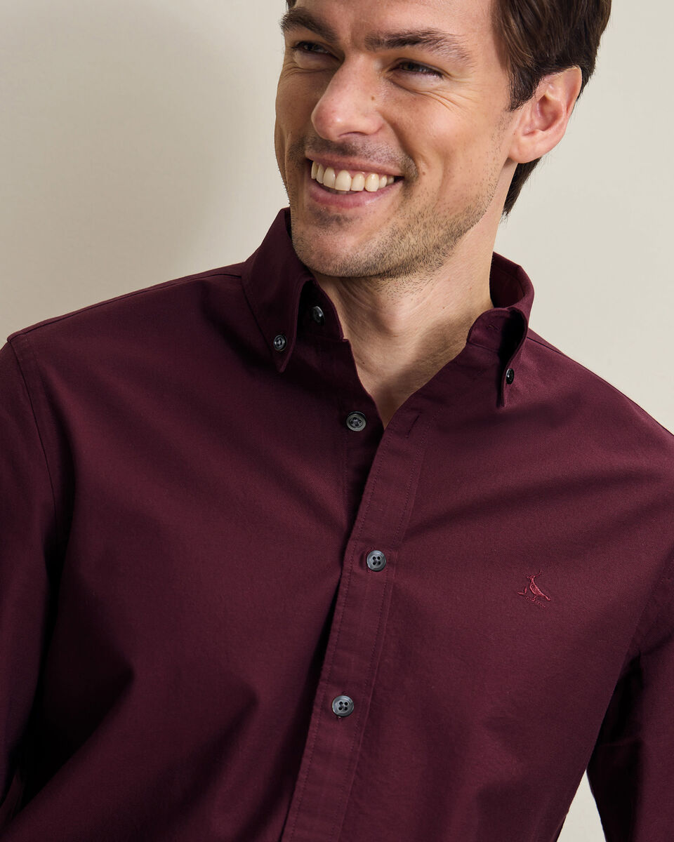 Button-Down Stretch Washed Oxford Shirt - Burgundy