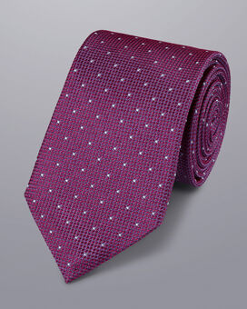 Stain Resistant Spot Silk Tie - Blackberry Purple & Light Blue
