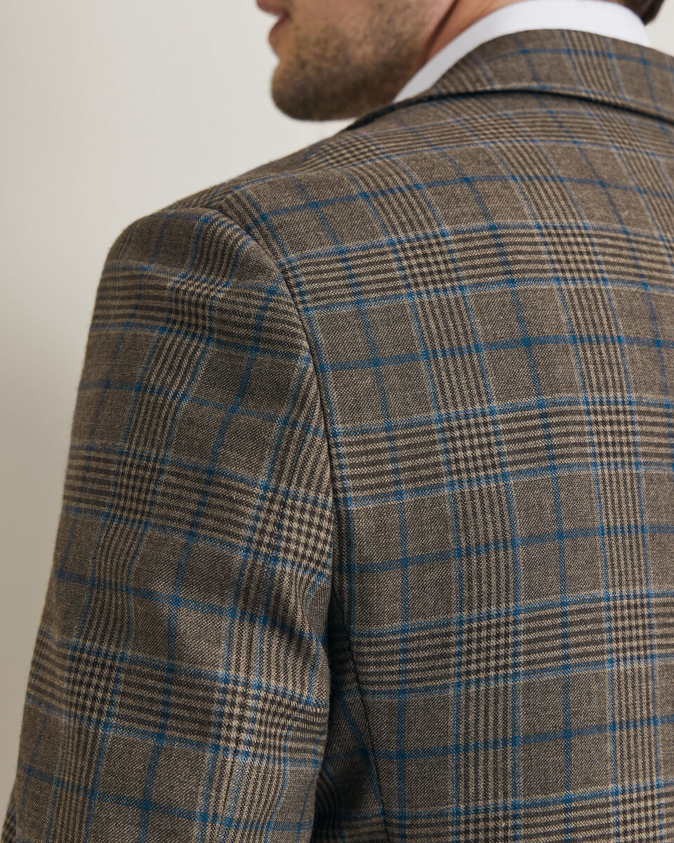 Lightweight Wool Check Jacket - Mocha