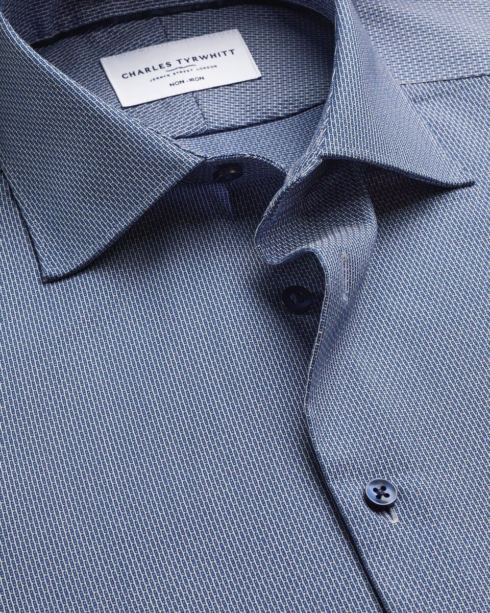 Non-Iron Stretch Texture Shirt - Navy