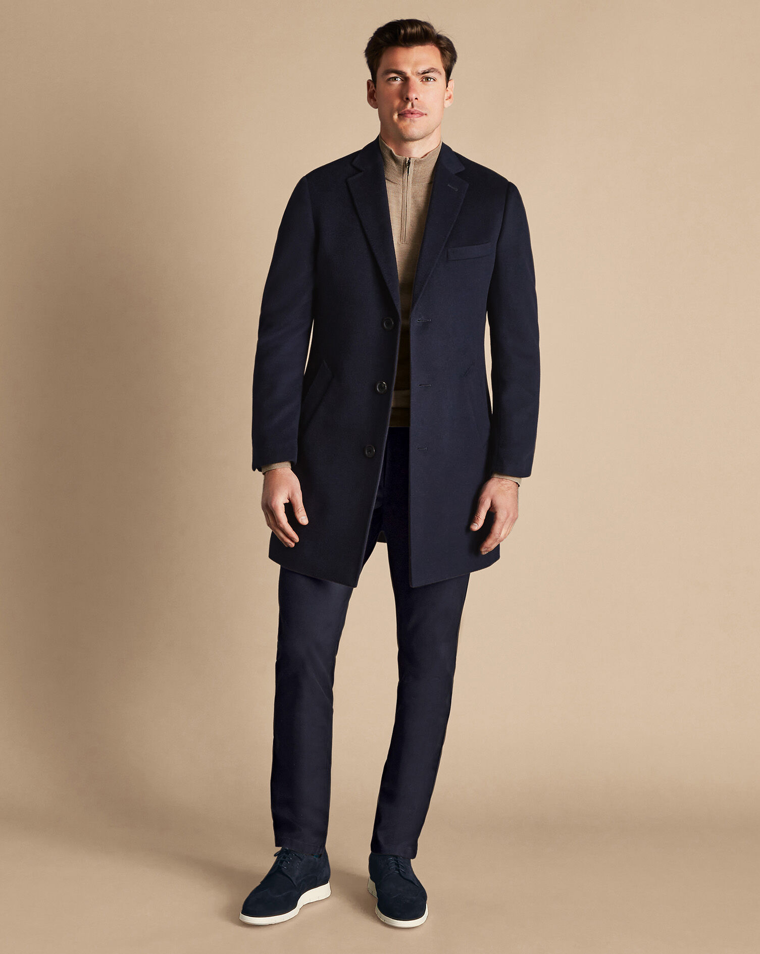 wool navy overcoat