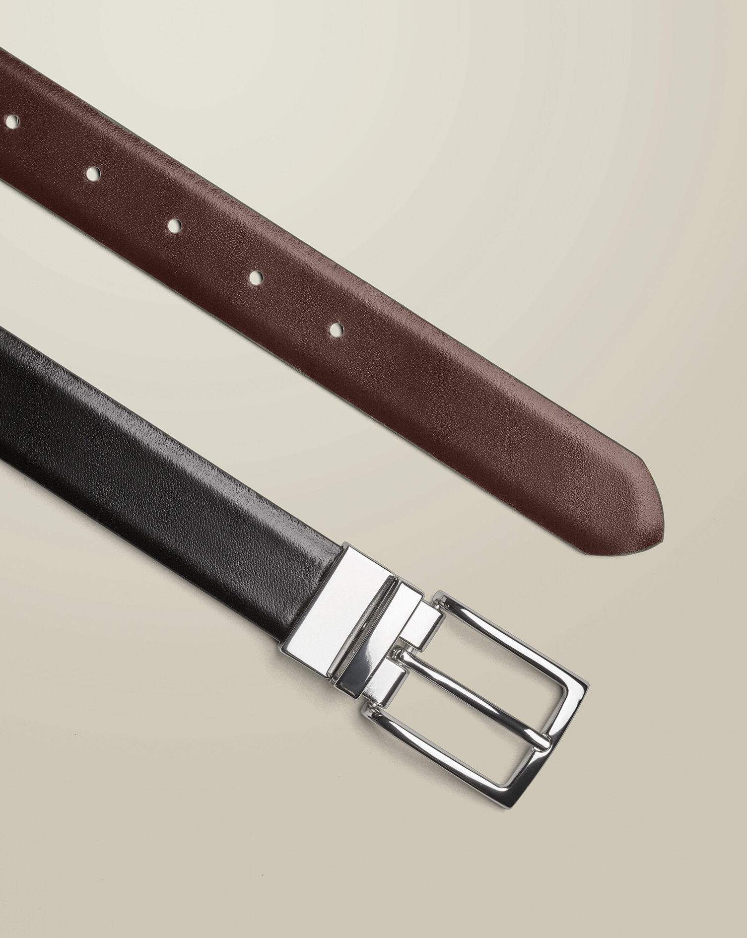 Made in England Leather Reversible Belt - Black & Brown