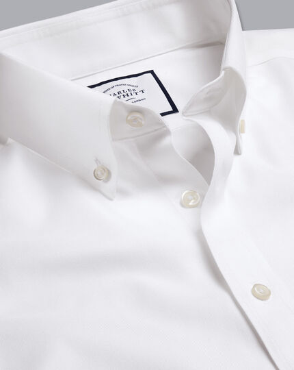 Bügelfreies Twill-Hemd mit Button-down-Kragen - Weiß