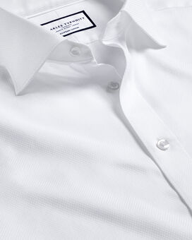 Hemd aus ägyptischer Baumwolle in Hudson Webart mit Semi-Haifischkragen - Weiß