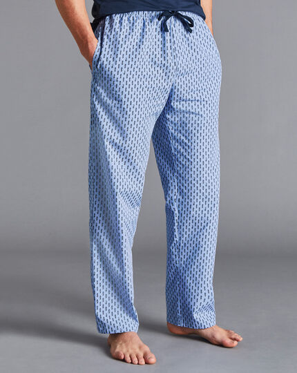 Schlafanzughose mit Brillen-Motiv - Kornblumenblau