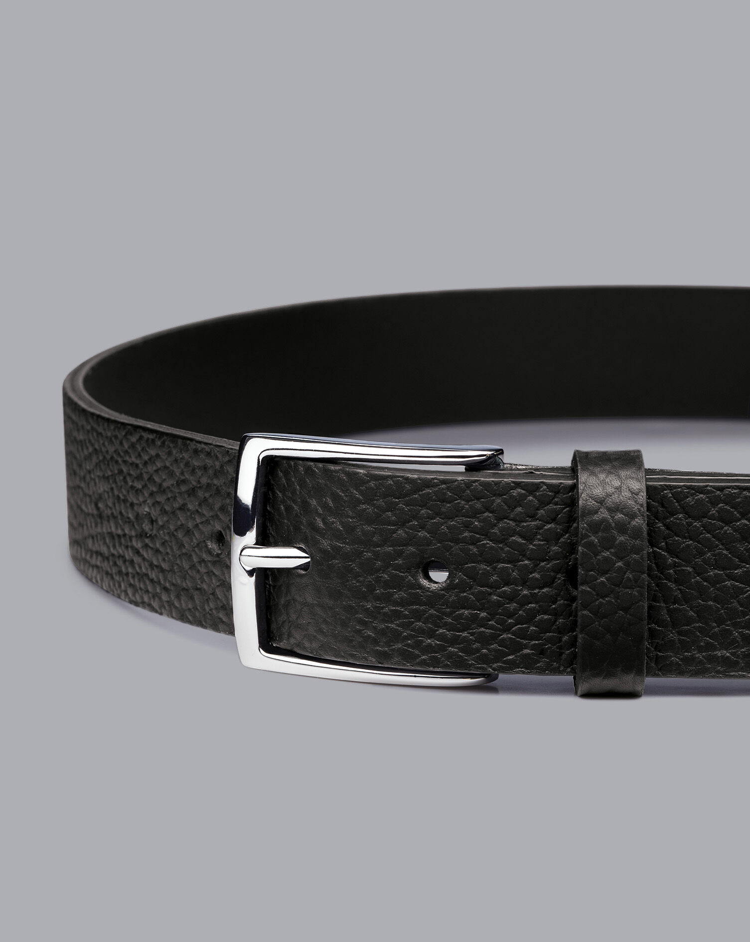 Made in England Textured Leather Chino Belt - Black