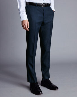 Micro Check Suit Trousers - Ink Blue